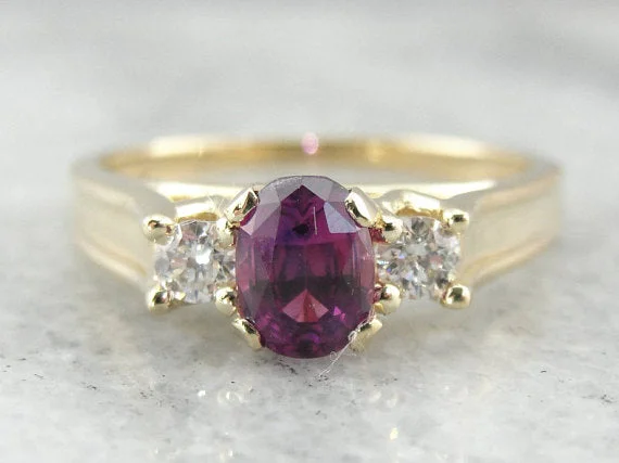 Ladies Engagement Rings Modern Glow-Raspberry Pink Sapphire and Diamond Engagement Ring