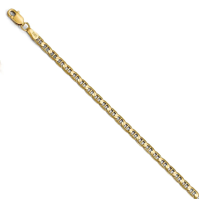 Ladies Stackable Set Bracelets -3mm 14k Yellow Gold Concave Anchor Chain Bracelet or Anklet