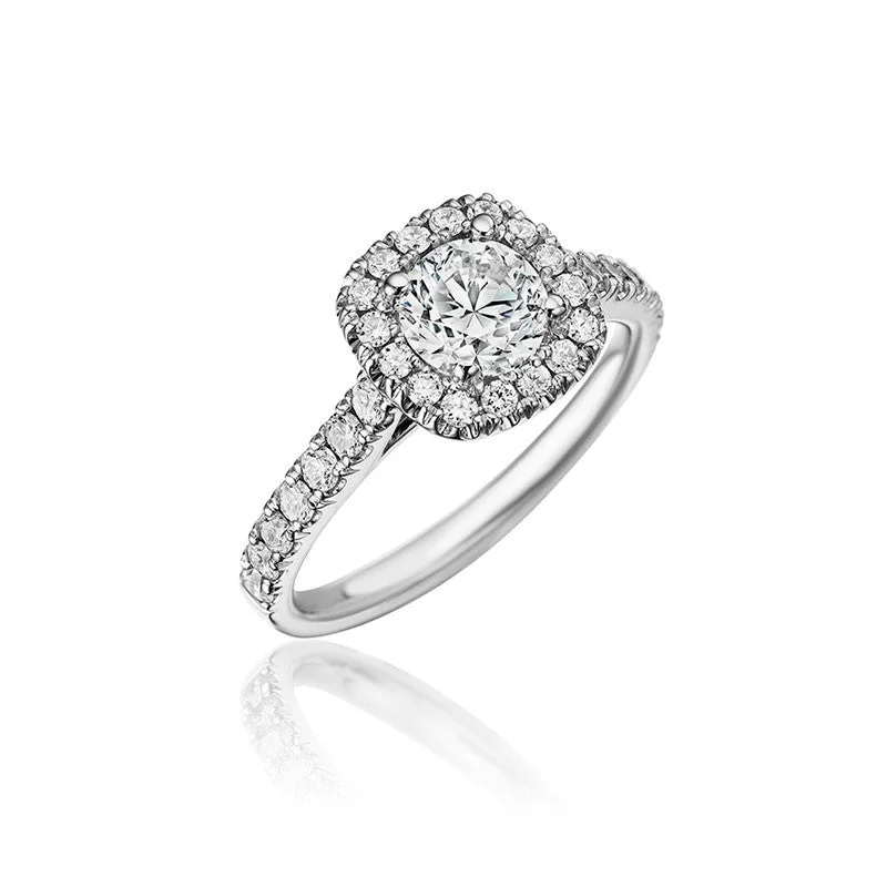 Ladies Engagement Rings Heart Glow-14KW Diamond Halo Engagement Ring RCU497-100