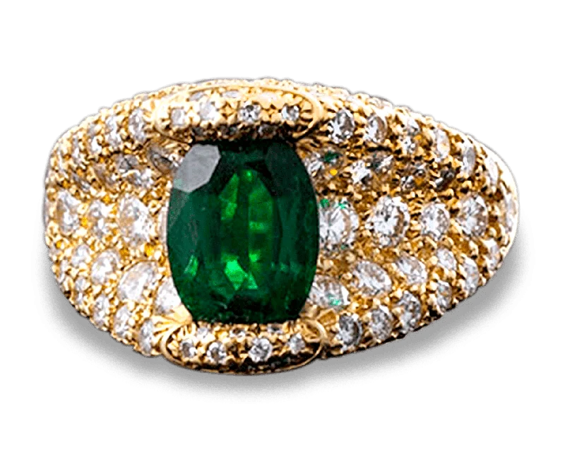 Ladies Topaz Rings -Henry Dunay Tsavorite Garnet and Diamond Ring