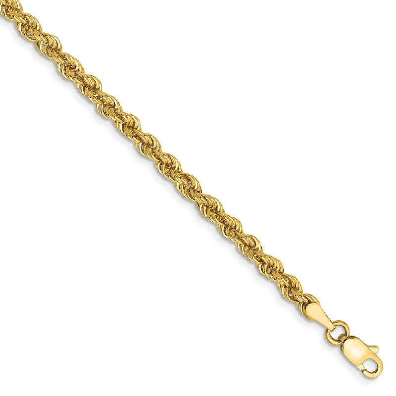 Ladies White Gold Cuff Bracelets -3mm, 14k Yellow Gold, Handmade Solid Rope Chain Anklet or Bracelet