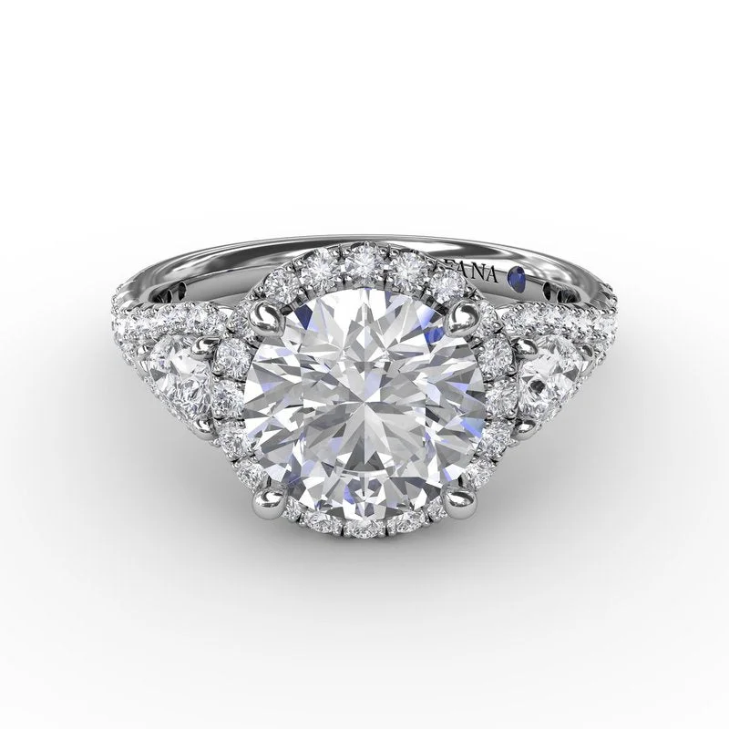 Ladies Engagement Rings Five Glow-Three-Stone Round Diamond Halo Engagement Ring S4033