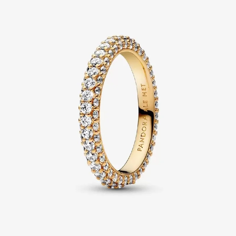 Ladies Dreamy Rings -PANDORA : Pandora Timeless Pavé Single-row Ring in Gold Plated