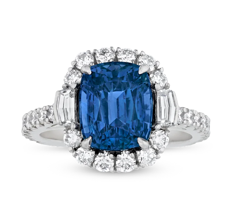 Ladies Party Rings -Unheated Sapphire Ring, 4.61 Carats