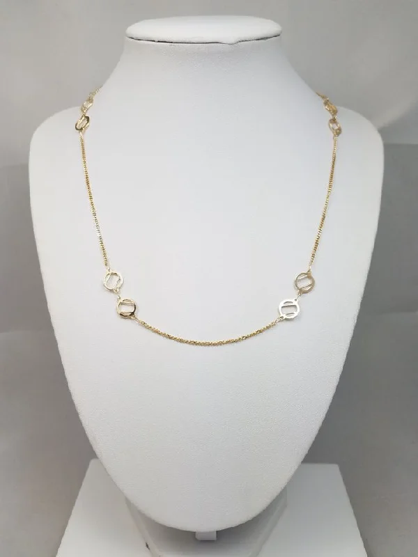 Ladies Necklaces with Moon Gems-Cute 17.5" 14k Yellow Gold Fancy Link Chain Necklace