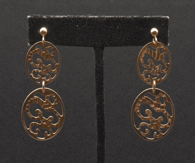 Ladies Earrings Light Feel-Vintage Italian Copper Tone Sterling Silver Dangle Earrings