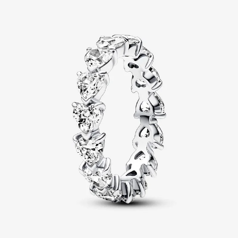 Ladies Vintage Rings -PANDORA : Row of Hearts Eternity Ring - Sterling Silver