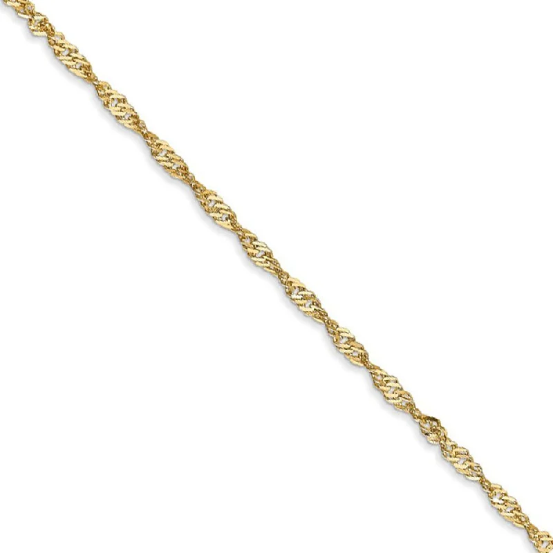 Ladies Motivation Bracelets -1.6mm 14k Yellow Gold Diamond Cut Singapore Chain Bracelet & Anklet