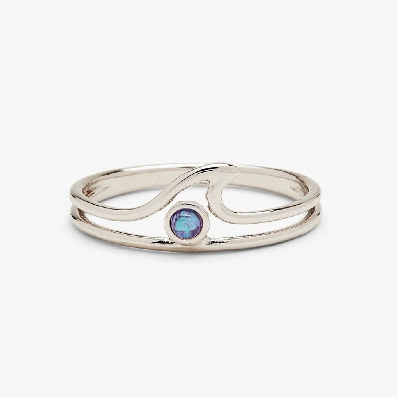 Ladies Phoenix Rings -Pura Vida :  Opal  Wave Ring -Silver