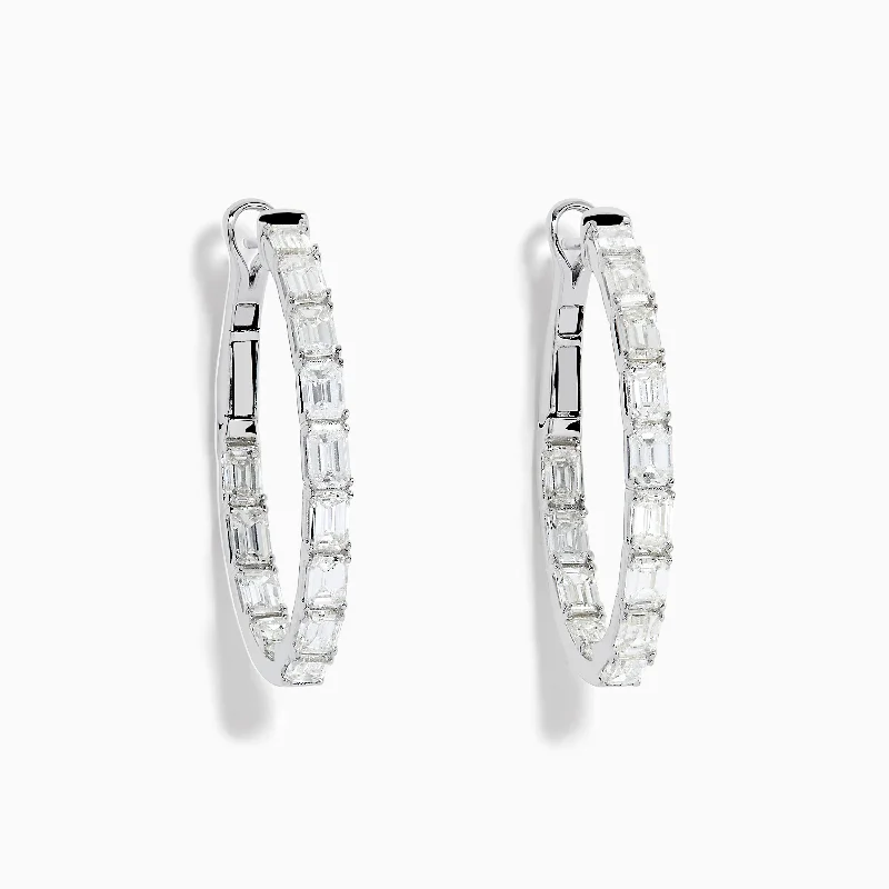 Ladies Earrings for Founder Glow-Classique 14K White Gold Diamond Hoop Earrings