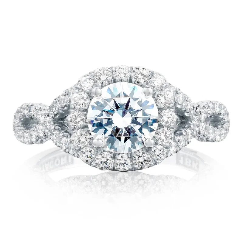 Ladies Engagement Rings with Andalusite Shine-Petite Crescent | Round with Cushion Bloom Engagement Ring HT2549CU65