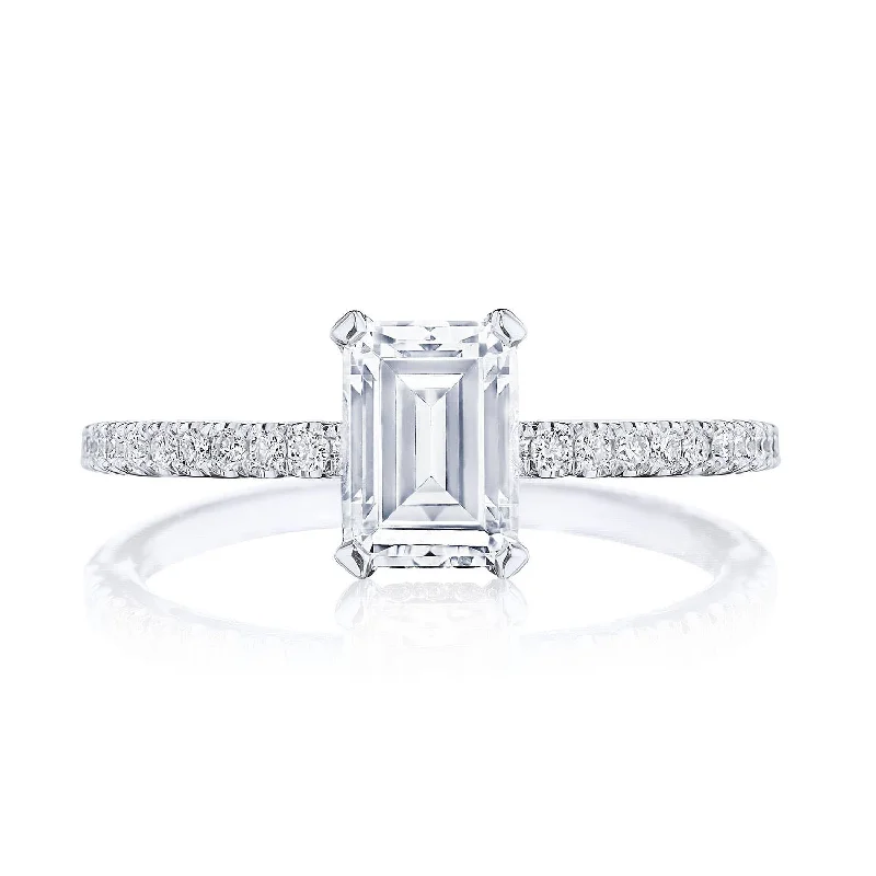 Ladies Engagement Rings with Glaucophane Spark-Simply TACORI | Emerald Solitaire Engagement Ring 267015EC7X5