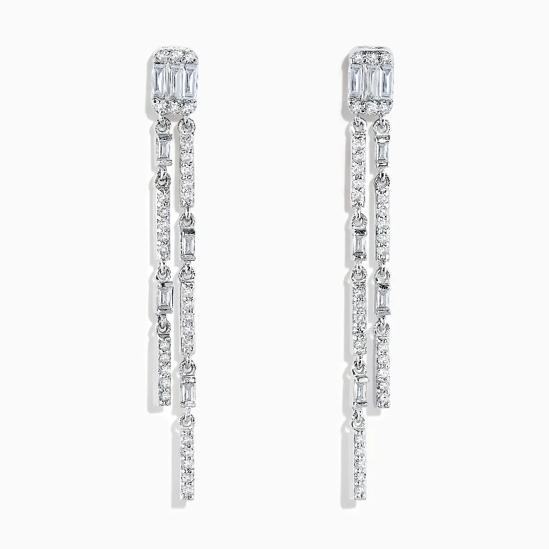 Ladies Earrings with Yellow Sanidine-Pave Classica 14K White Gold Diamond Drop Earrings