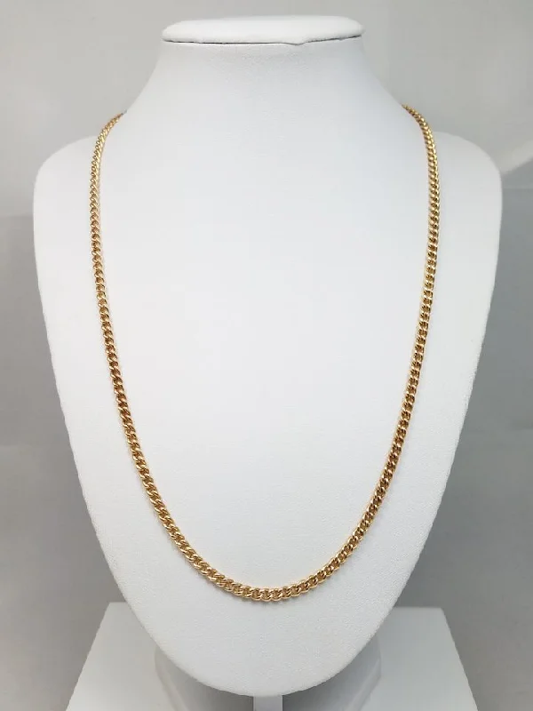 Ladies Necklaces with Smoky Labradorite-Sturdy 20.5" 14k Yellow Gold Solid Curb Link Chain Necklace