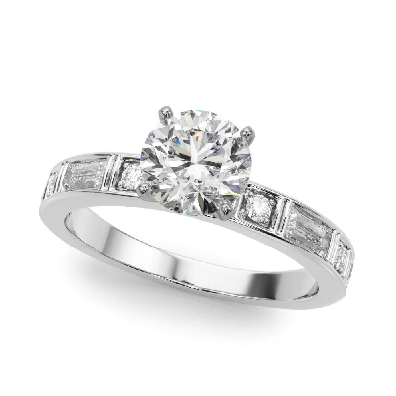 Ladies Engagement Rings Double Spark-14K Channel Set Baguette and Round Engagement Ring