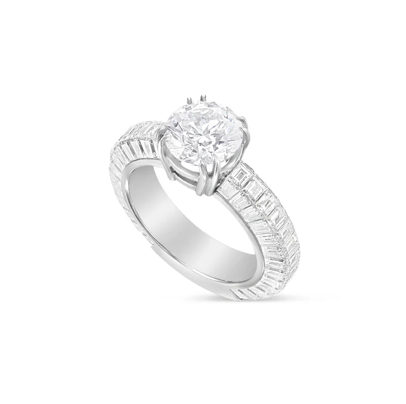 Ladies Engagement Rings Square Glow-18K White Gold 9.8ct RoundSolitaire  Baguette Eternity Engagement Ring