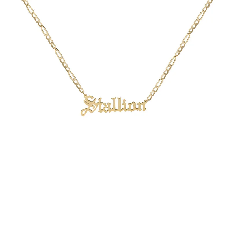 Ladies Necklaces for Grad Glow-THE SMALL GOTHIC NAMEPLATE NECKLACE (MENS)