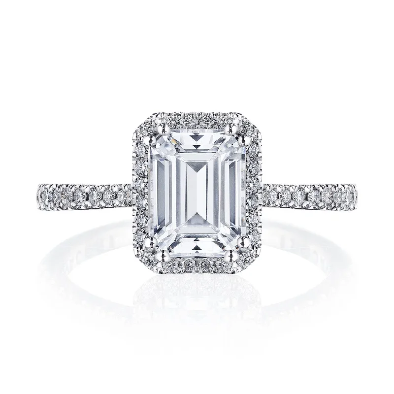 Ladies Engagement Rings with Pollucite Shine-Simply TACORI | Emerald Bloom Engagement Ring 2677EC85X6