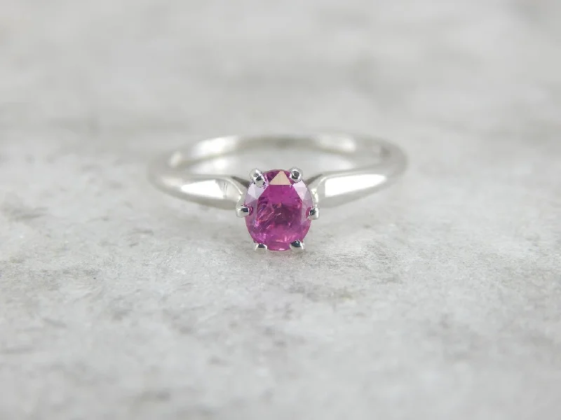 Ladies Engagement Rings Radiant Spark-Perfectly Pink Sapphire and Platinum Engagement Ring