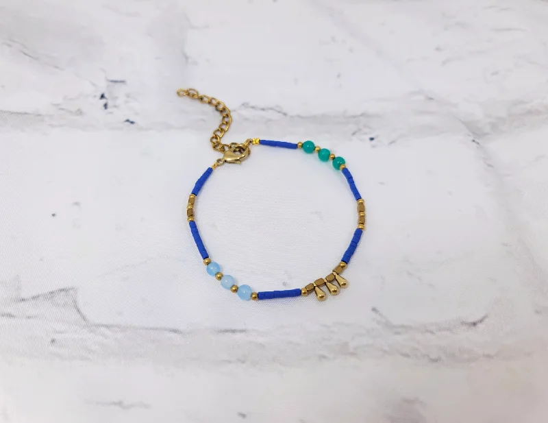 Ladies Circular Bracelets -Blue & Gold Droplet Bracelet