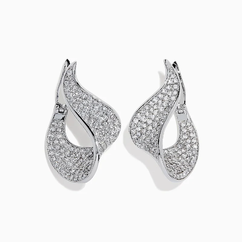 Ladies Earrings for Aunt Spark-Pave Classica 14 Karat White Gold Diamond Earrings, 2.25 TCW