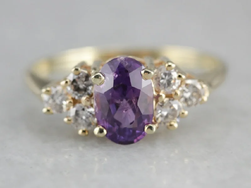 Ladies Engagement Rings Butterfly Glow-Purple Sapphire and Diamond Engagement Ring