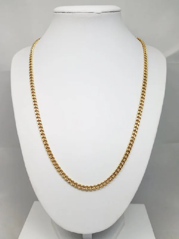 Ladies Necklaces with Sage Serpentine-Sporty 20.5" 14k Yellow Gold Hollow Curb Link Chain Necklace