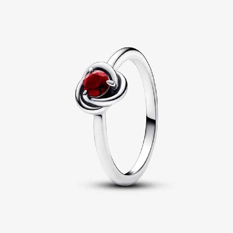 Ladies Summer Rings -PANDORA : January Red Eternity Circle Ring