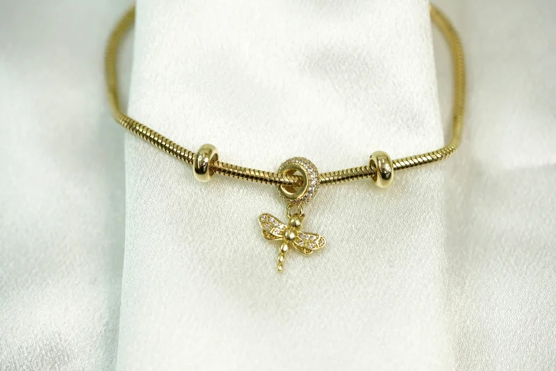 Ladies Mystical Moon Bracelets -14k Dragonfly Cable Bracelet