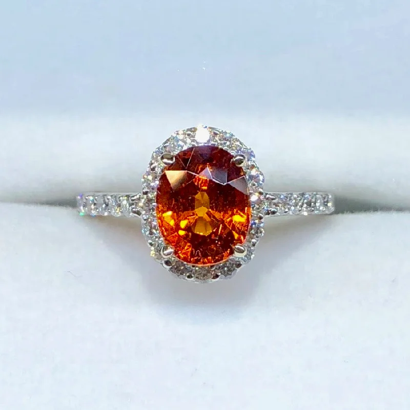 Spessartite Garnet and Diamond Ring