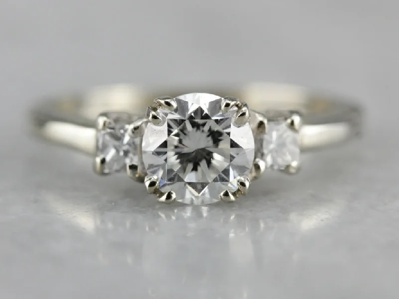 Ladies Engagement Rings Eternal Spark-Vintage Three Stone Diamond Engagement Ring