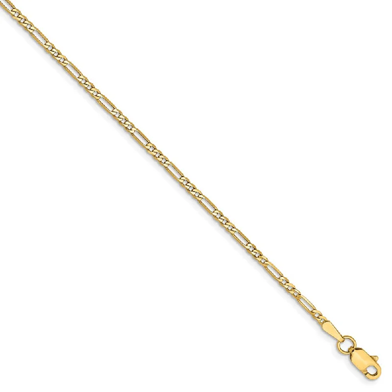 Ladies Animal Theme Bracelets -14k Yellow Gold 1.8mm Flat Figaro Chain Bracelet or Anklet, 9 Inch