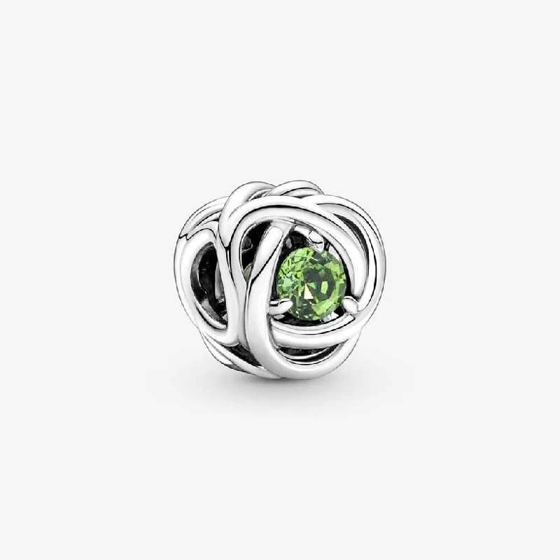 Ladies Modern Rings -PANDORA : August Spring Green Eternity Circle Charm