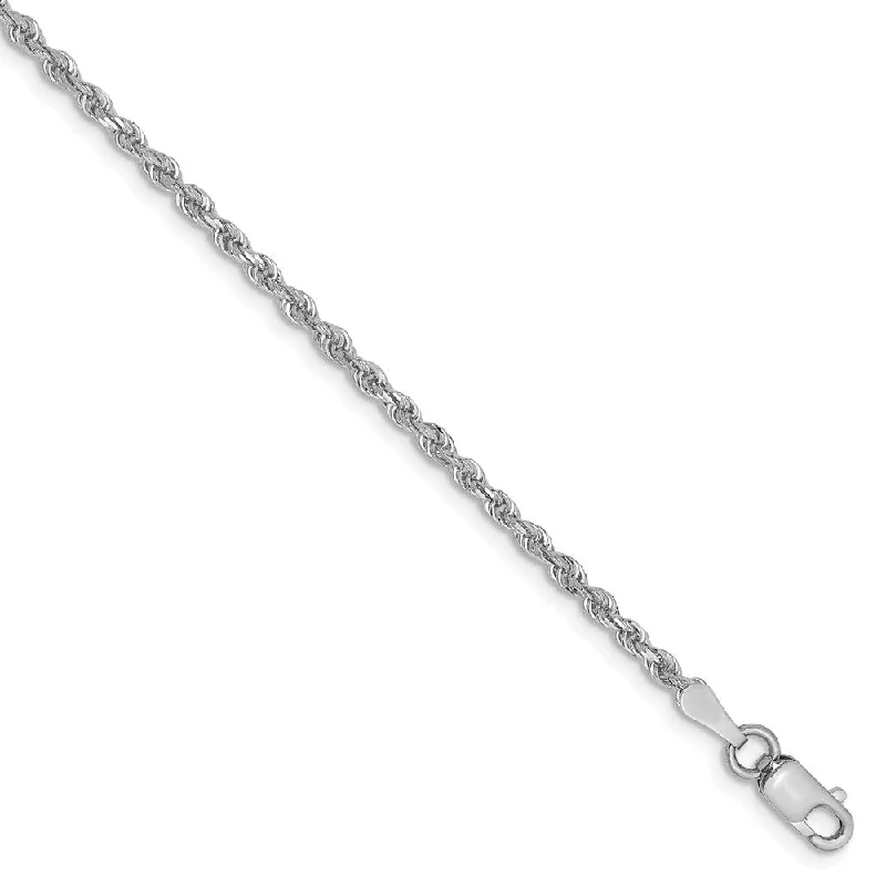 Ladies Quiet Elegance Bracelets -2mm, 14k White Gold D/C Quadruple Rope Chain Anklet or Bracelet