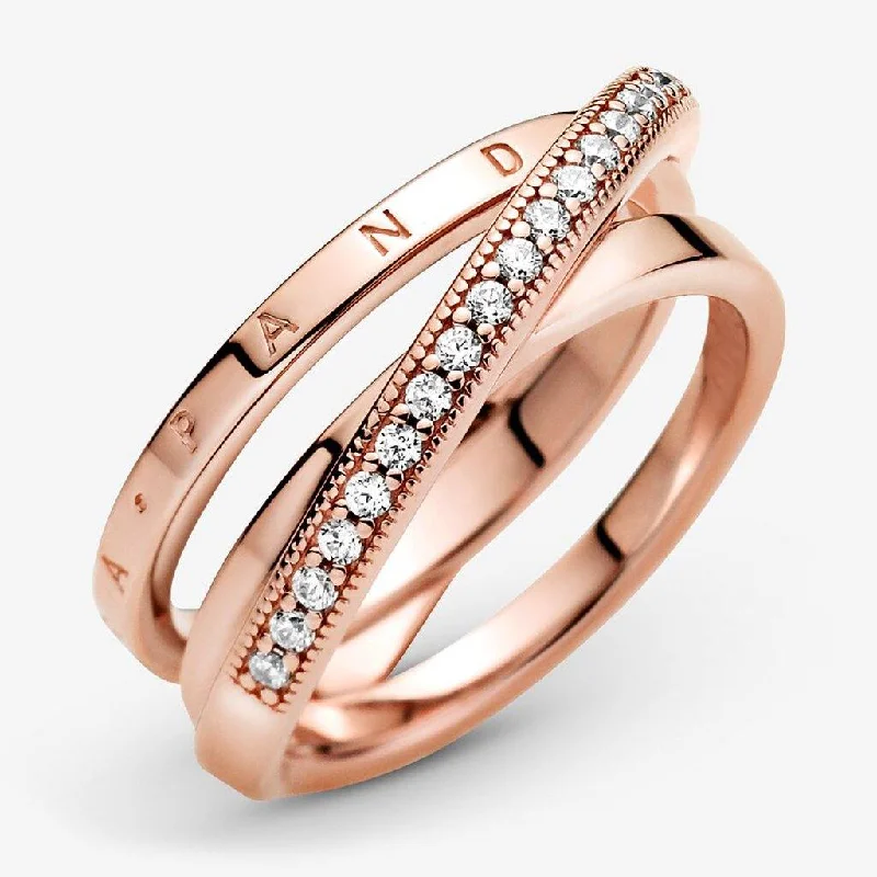 Ladies Rural Rings -PANDORA : Crossover Pavé Triple Band Ring