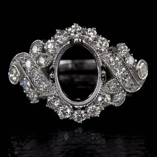 Ladies Engagement Rings Wide Glow-1/2 CARAT DIAMOND VINTAGE STYLE OVAL MOUNT ENGAGEMENT RING SETTING 8x6 COCKTAIL