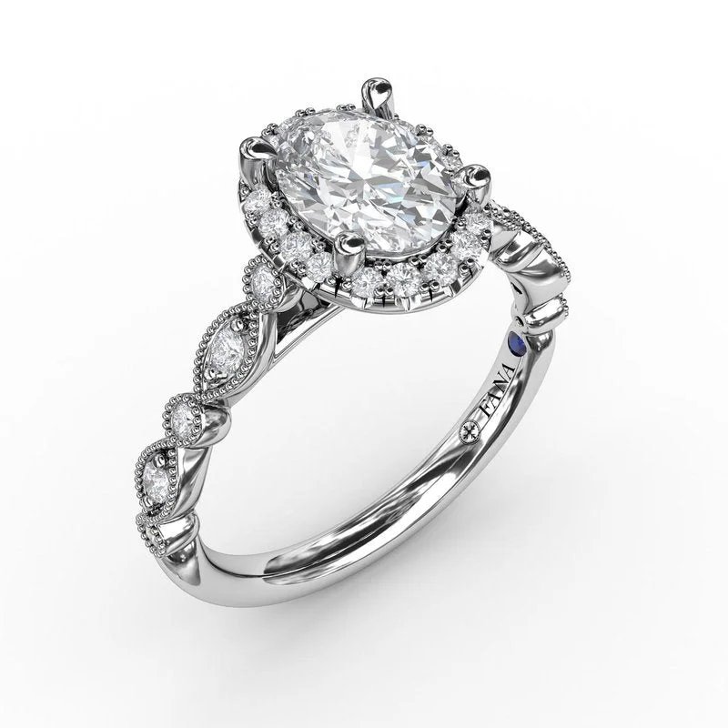 Ladies Engagement Rings with Andalusite Shine-Classic Diamond Engagement Ring with Detailed Milgrain Band