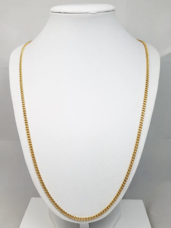 Ladies Necklaces Sterling Spark-Classy 25" Solid 18k Yellow Gold Curb Link Chain Necklace