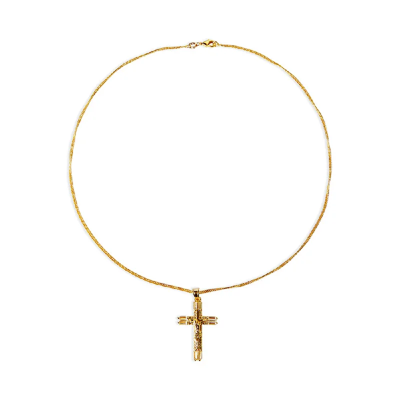 Ladies Necklaces for Daily Glam-THE PAVE' BAGUETTE CRUCIFIX PENDANT NECKLACE