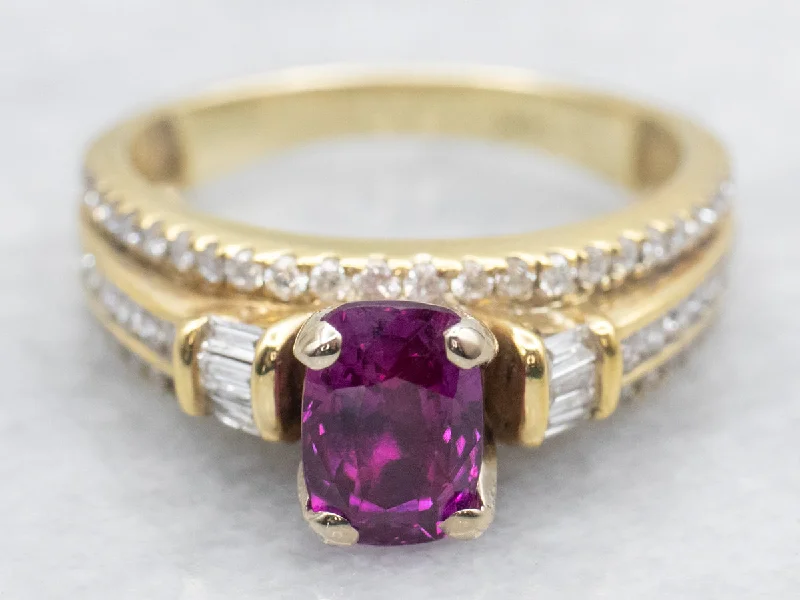 Ladies Engagement Rings Antique Spark-Pink Sapphire Engagement or Everyday Ring with Diamond Accents