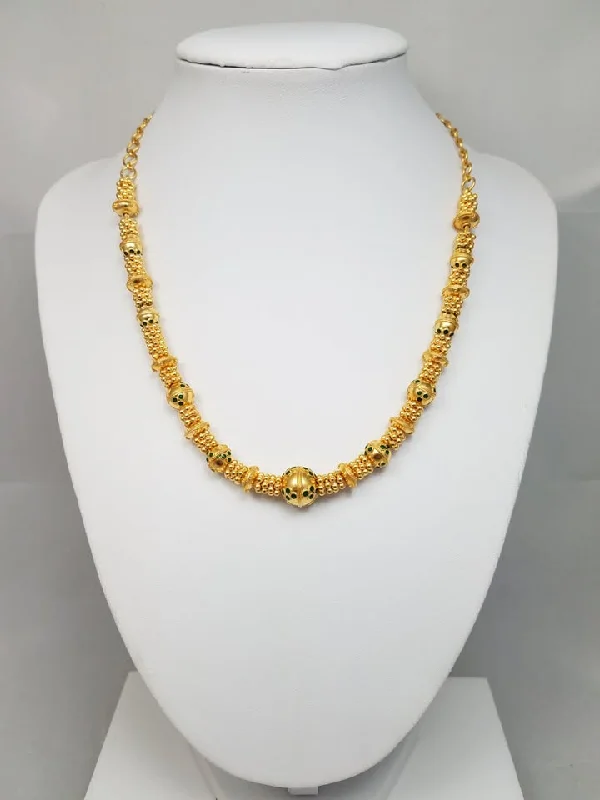 Ladies Necklaces with Sunny Citrine-Ornate 22k Yellow Gold Bead Enamel 16.5" Necklace