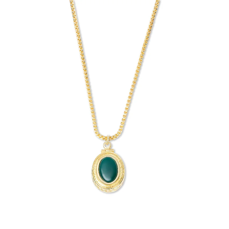 Ladies Necklaces with Tiger Agate-THE EMERALD HEIRLOOM PENDANT NECKLACE