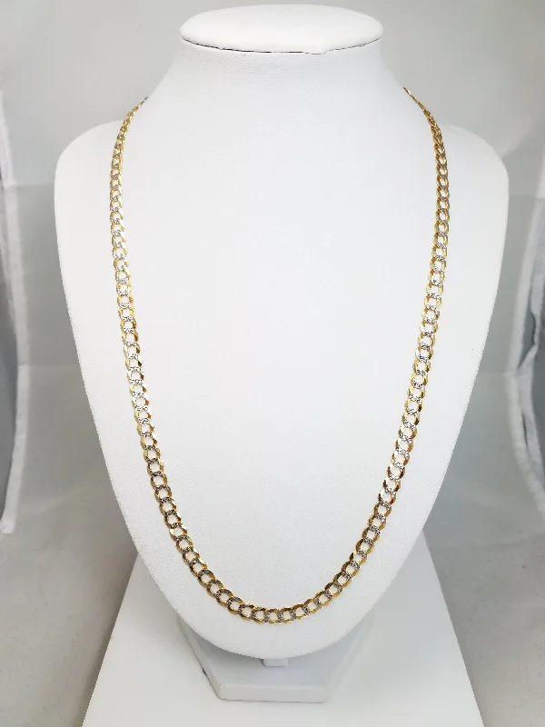 Ladies Necklaces with Yellow Sanidine-14k Two-Tone Gold Diamond Cut Curb Link 22" Necklace