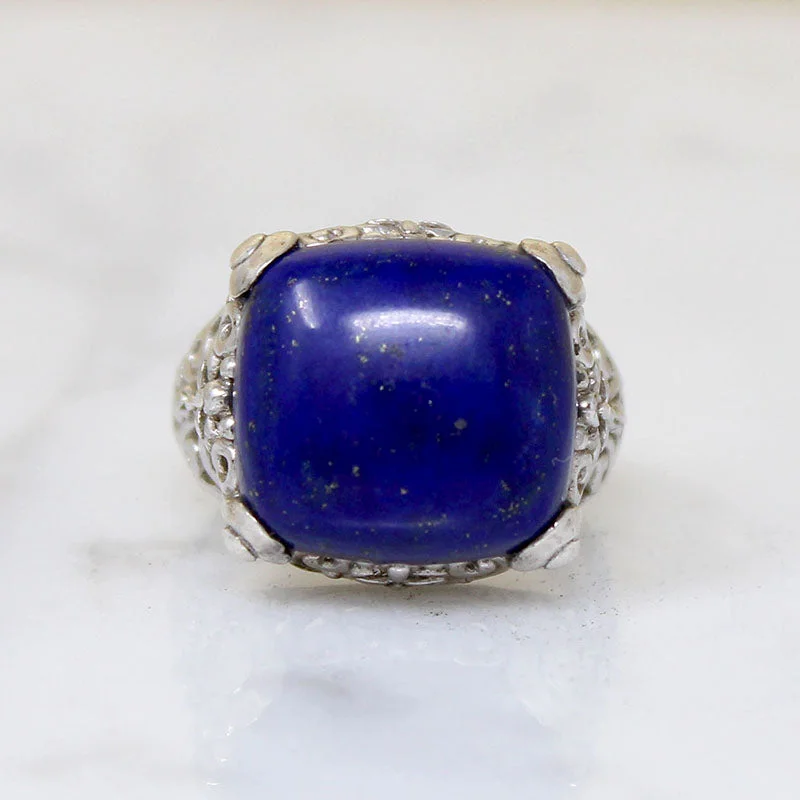 Ladies Knuckle Rings -Lapis Lazuli in Ornate Sterling Ring