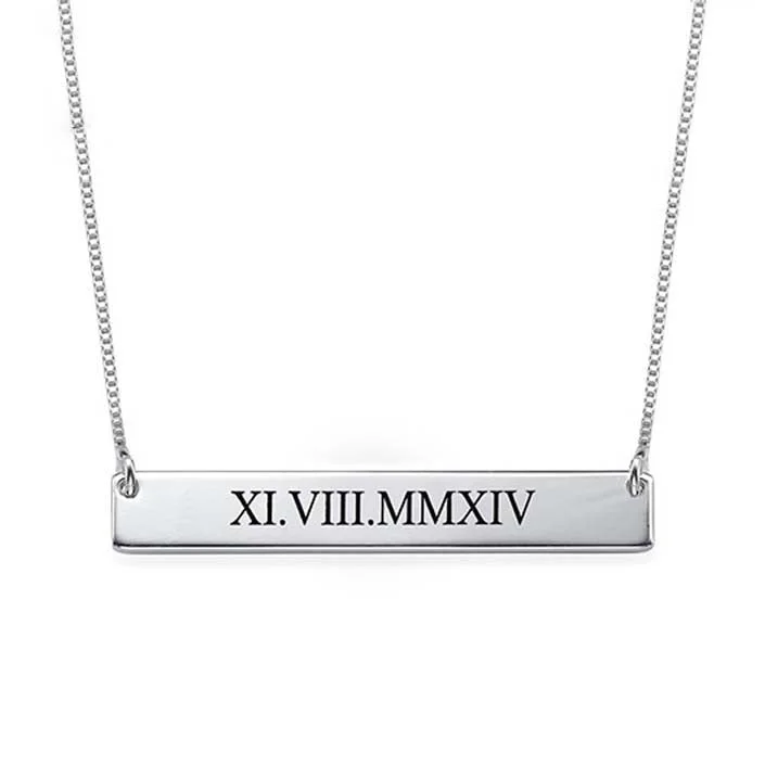 Ladies Necklaces for Mentor Love-ROMAN NUMERAL BAR NECKLACE