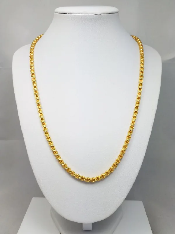 Ladies Necklaces for Sport Shine-20" Show Stopping Handmade Solid 23k Yellow Gold Fancy Link Chain Necklace