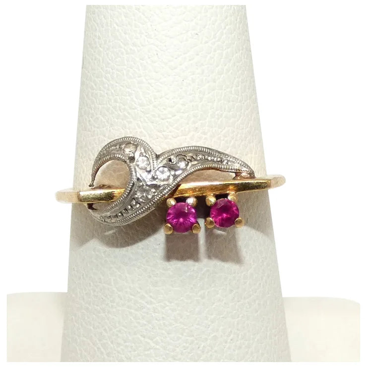 Ladies White Rings -18K Gold Ruby & Diamond Custom Ring