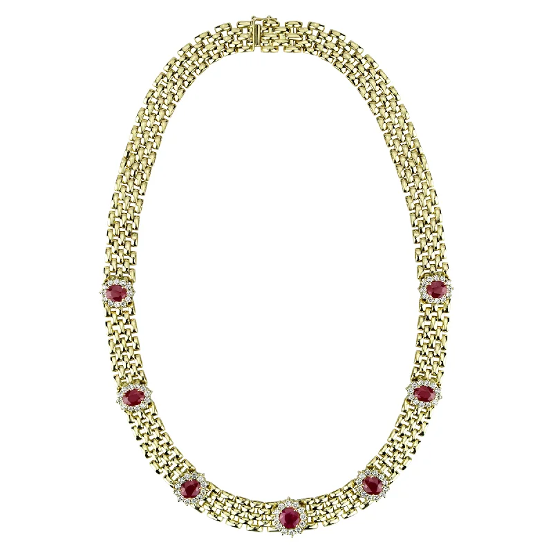 Ladies Necklaces Sterling Spark-Necklace - Ruby And Diamond (2314A)