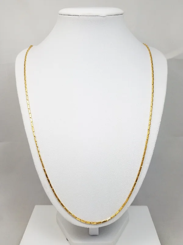 Ladies Necklaces with Lotus Shine-Fabulous 22k Yellow Gold Hollow Baht Link 32" Necklace