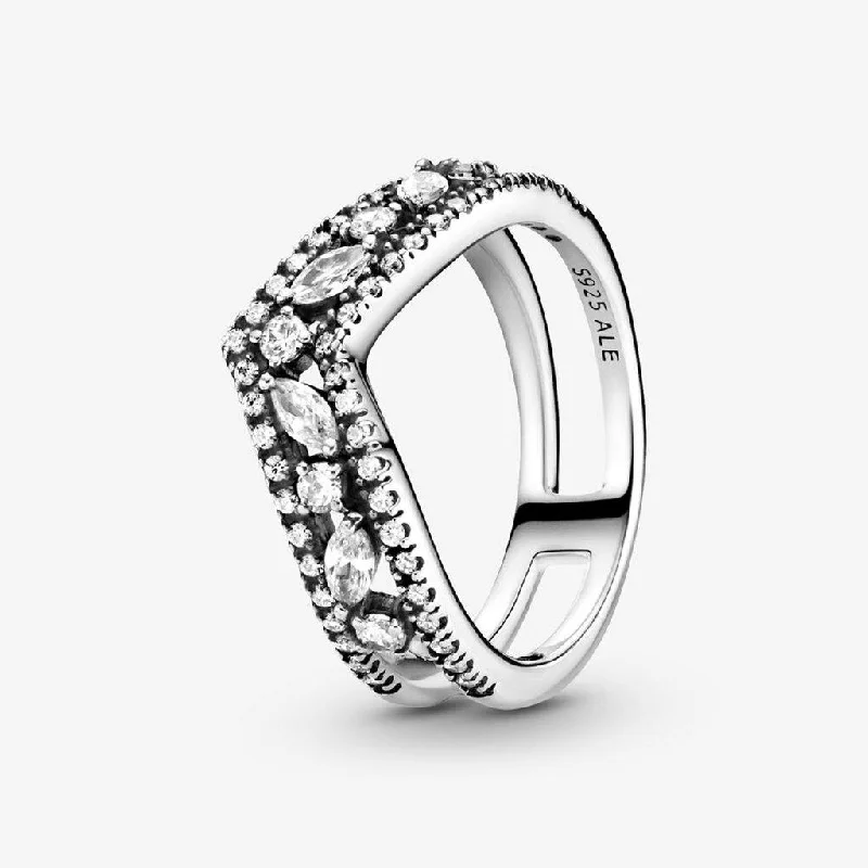 Ladies Galaxy Rings -PANDORA : Sparkling Marquise Double Wishbone Ring